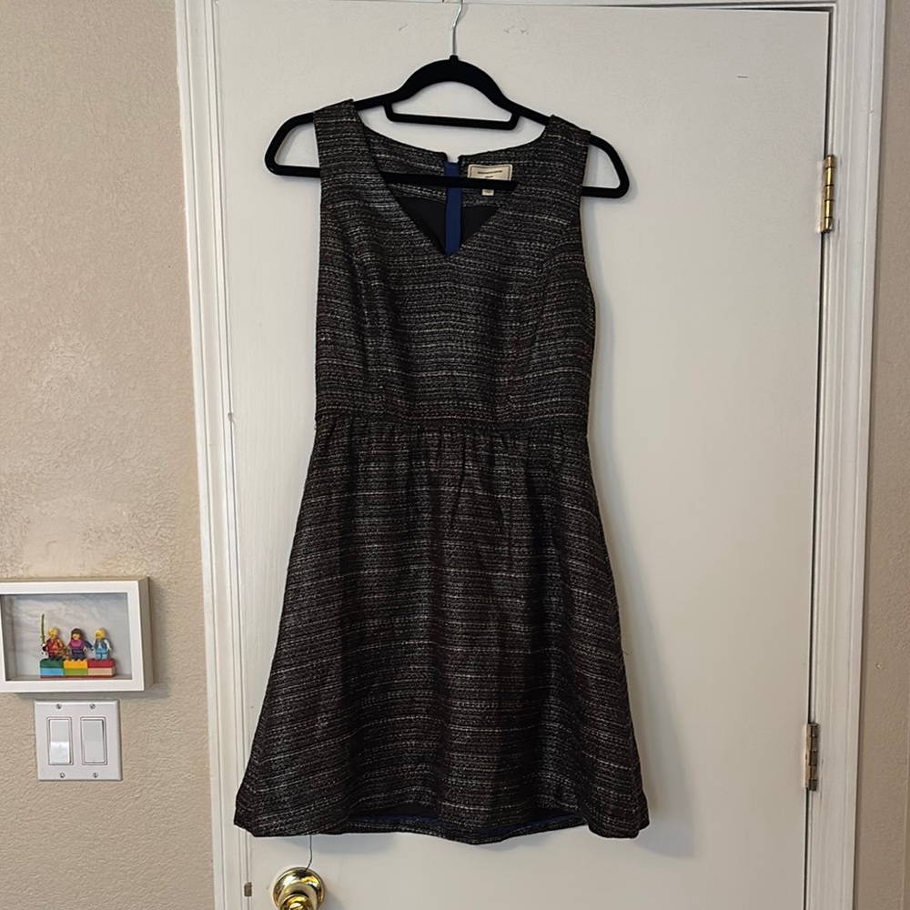 Moulinette Soeurs Gray Sleeveless V-Neck A-Line Mini Dress